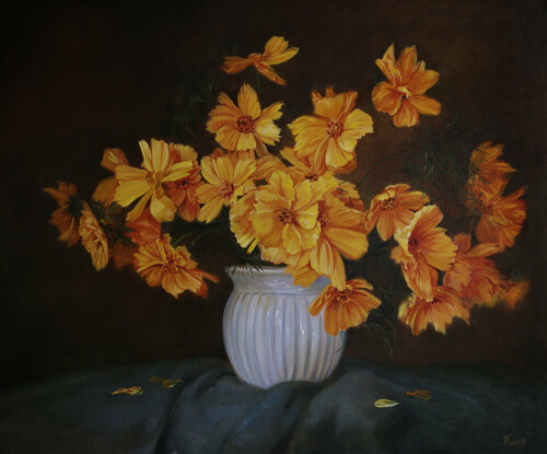 Golden flowers by Eduard Panov, Painting for Sale on Singulart