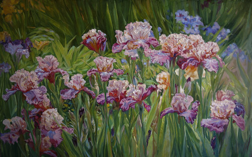 Sunny Irises in the garden by Eduard Panov, Painting for Sale on Singulart