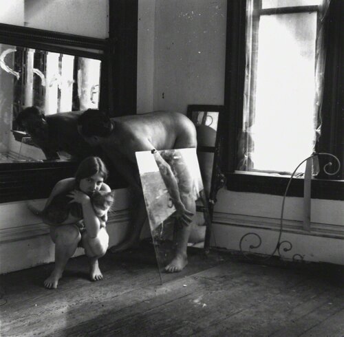 Untitled (Self-portrait with Cat and Charlie), Providence, Rhode Island by Francesca Woodman, 사진 for Sale on Singulart