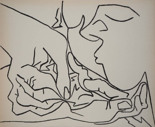Entre ses mains tendres, Lithographie originale (Mourlot, 1951) par Françoise Gilot, Édition en vente sur Singulart