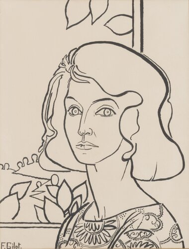 Self Portrait in Front of Landscape van Françoise Gilot, Werk op papier te koop op Singulart