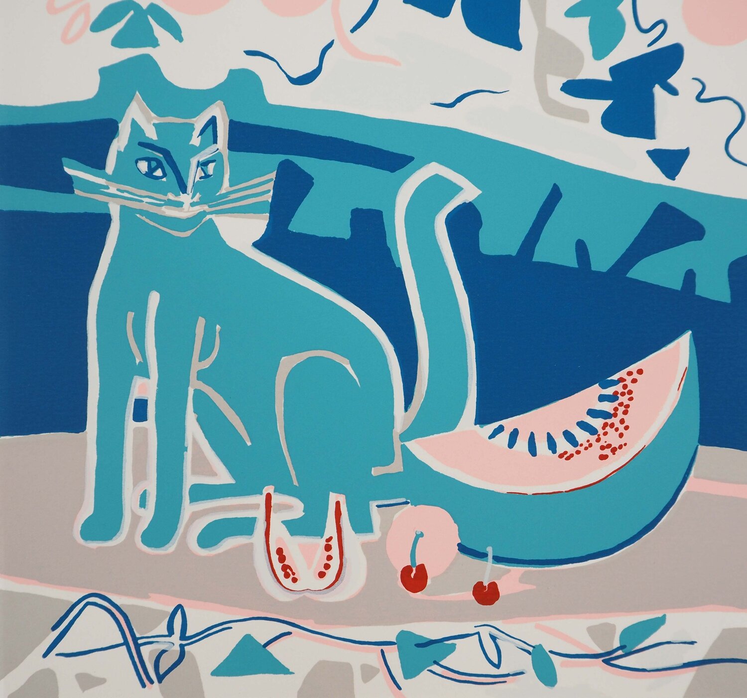 Table de cuisine : Chat et Fruits Françoise Gilot