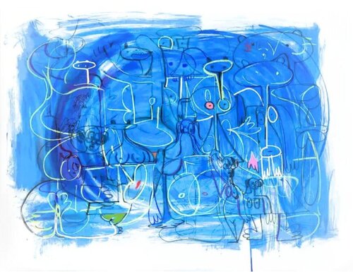 Abstract Composition in Blue van George Condo, Afdruk te koop op Singulart