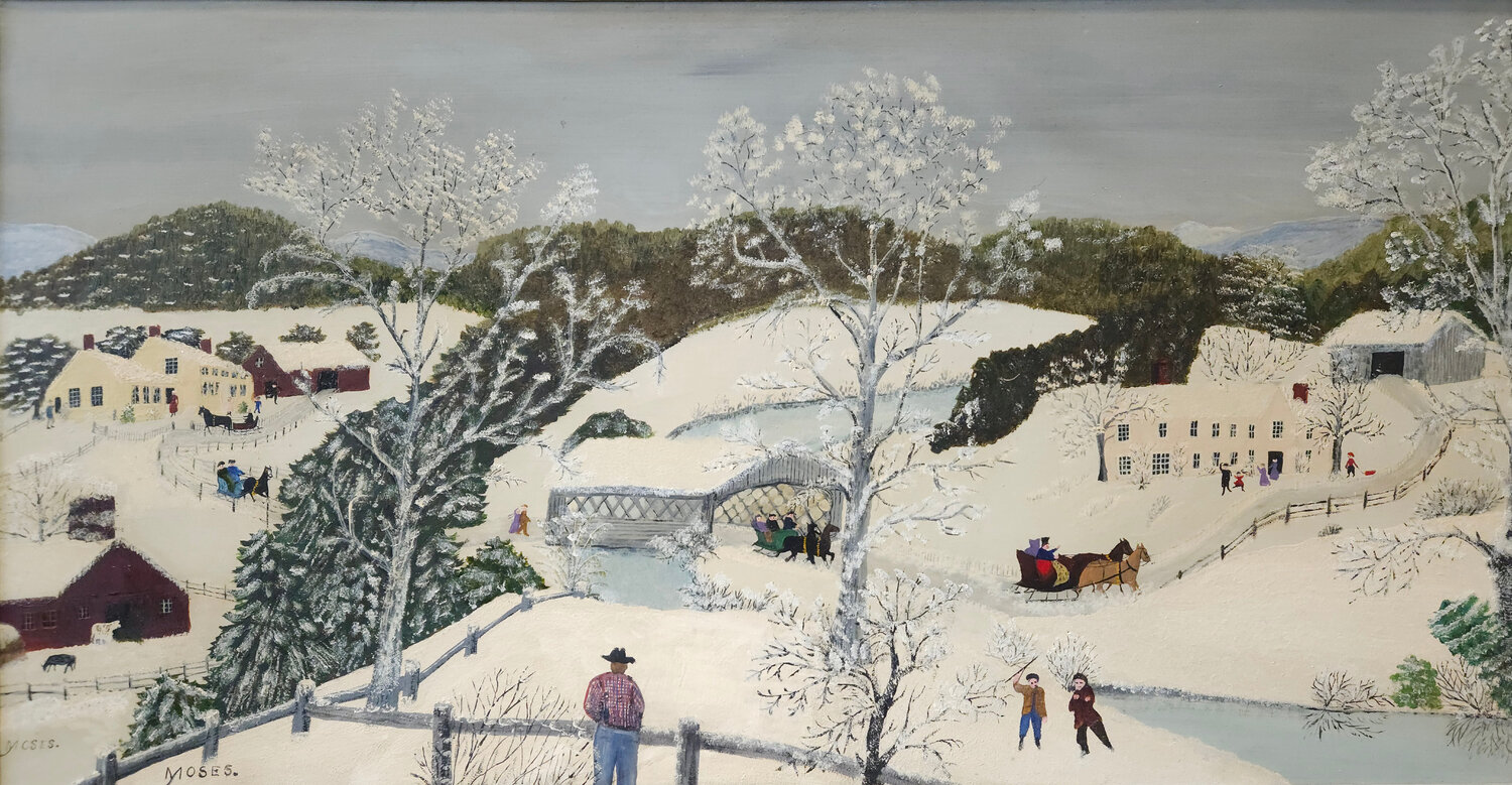 Over the River to Grandma's Grandma Moses Originalgemälde zu verkaufen