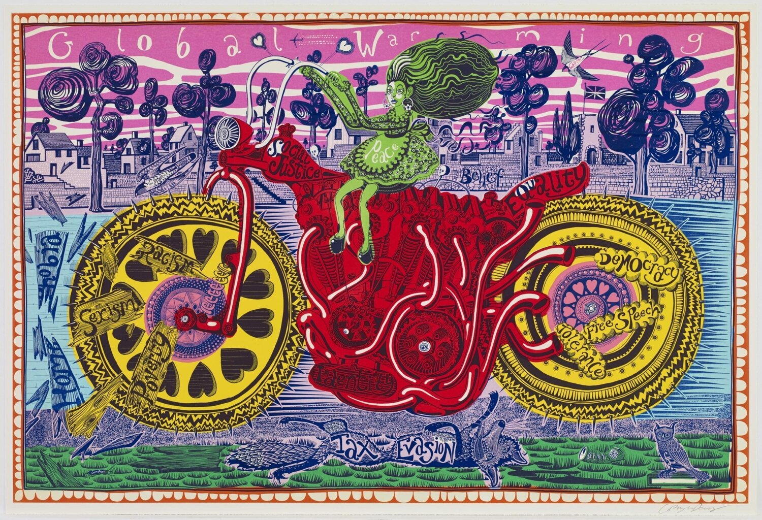 Selfie with Political Causes (etching) Grayson Perry Stampa in vendita