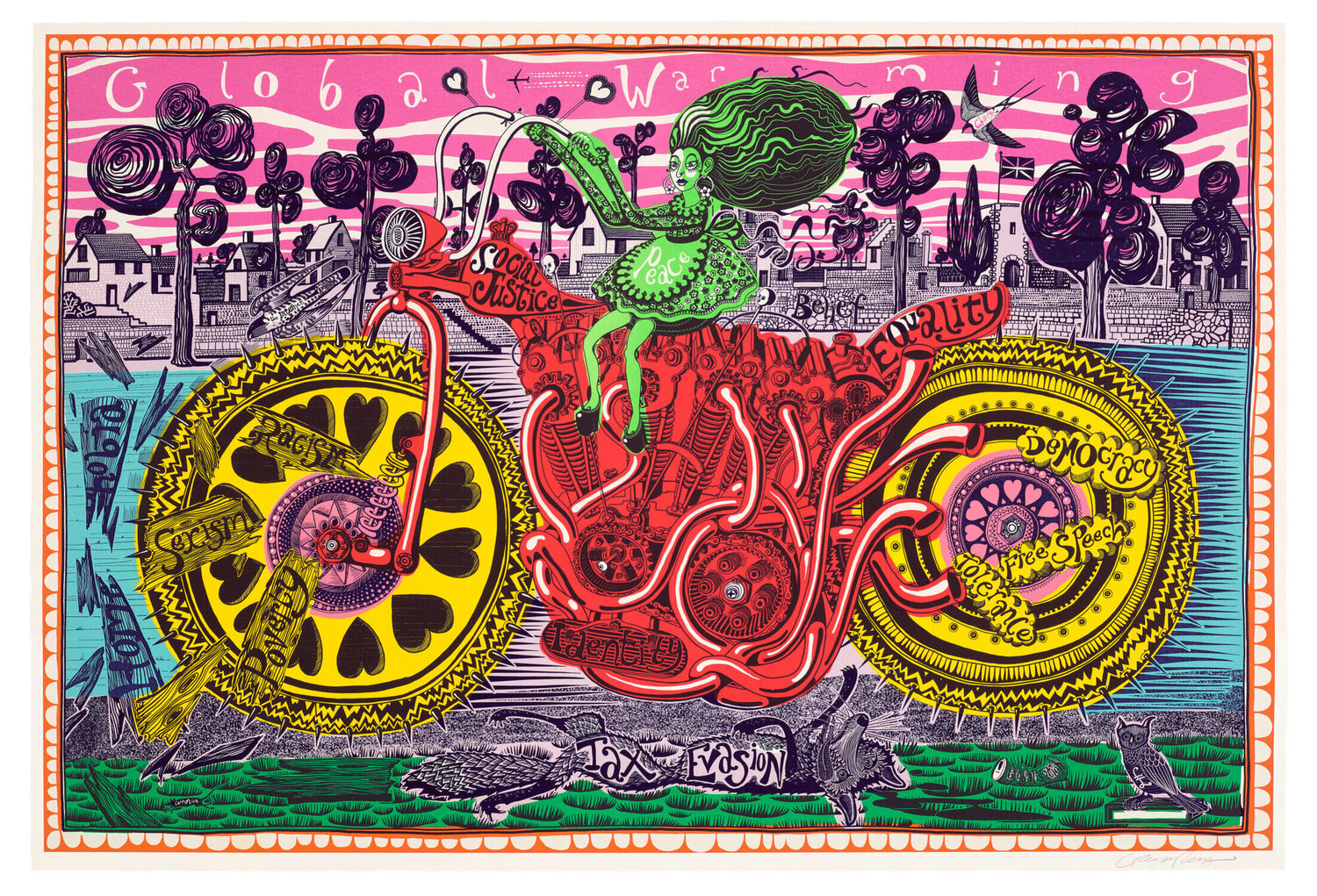 Selfie with Political Causes (Etching) Grayson Perry Stampa in vendita