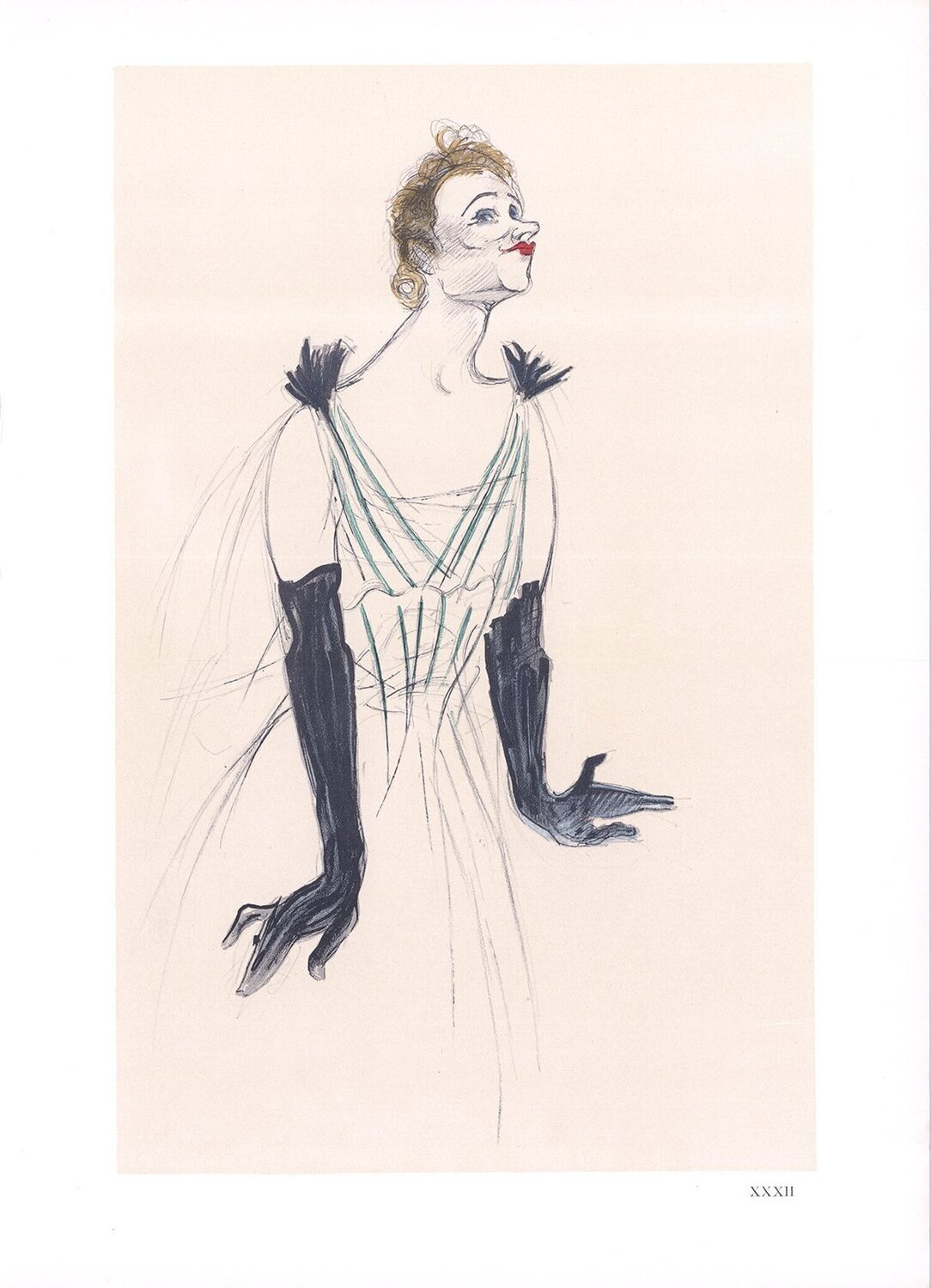 Portrait d'Yvette Guilbert Henri de Toulouse-Lautrec Stampa in vendita