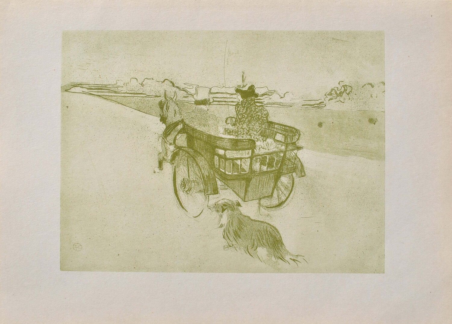 L'attelage et le chien Henri de Toulouse-Lautrec Druck zu verkaufen