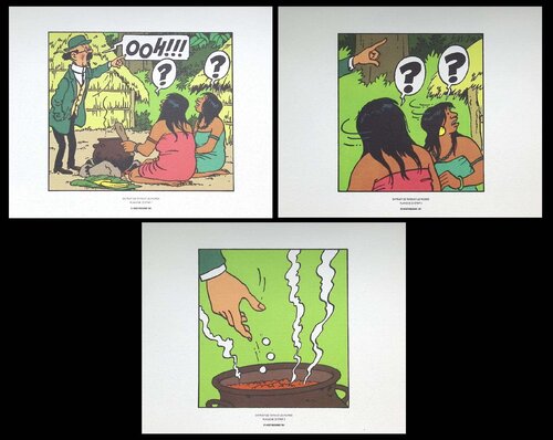 Tintin et les Picaros, 3 lithographie ex-libris par Hergé, Édition en vente sur Singulart
