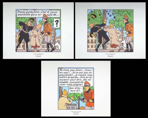 Le sceptre d'Ottokar, 3 lithographie ex-libris par Hergé, Édition en vente sur Singulart