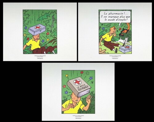 Les cigares du Pharaon, 3 lithographie ex-libris par Hergé, Édition en vente sur Singulart