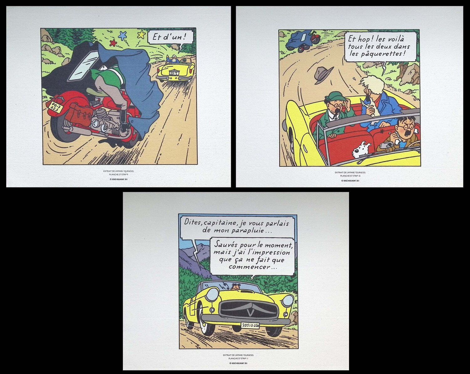 L'affaire Tournesol, 3 lithographie ex-libris Hergé Afdruk te koop