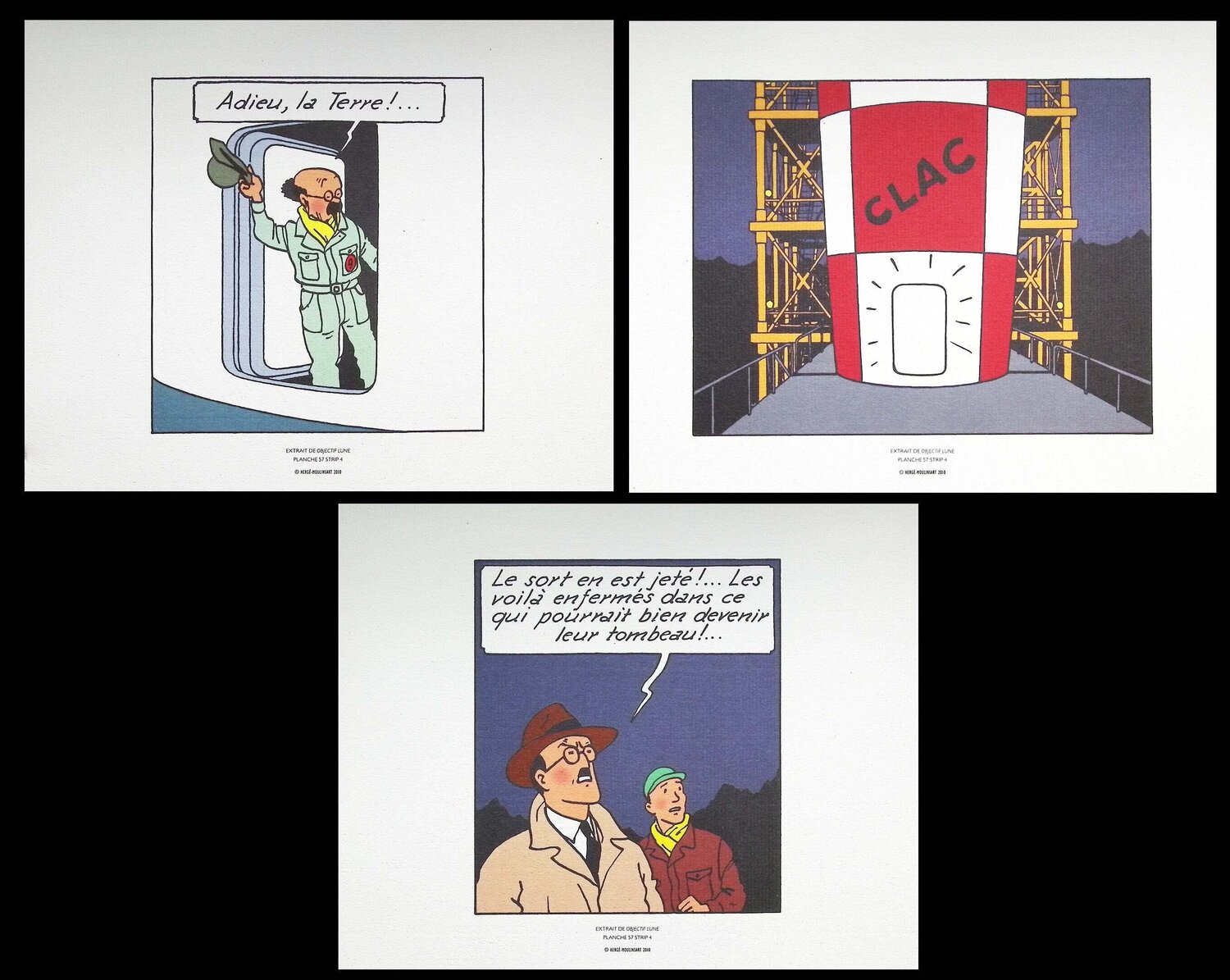 Objectif Lune, 3 lithographie ex-libris Hergé Édition à vendre