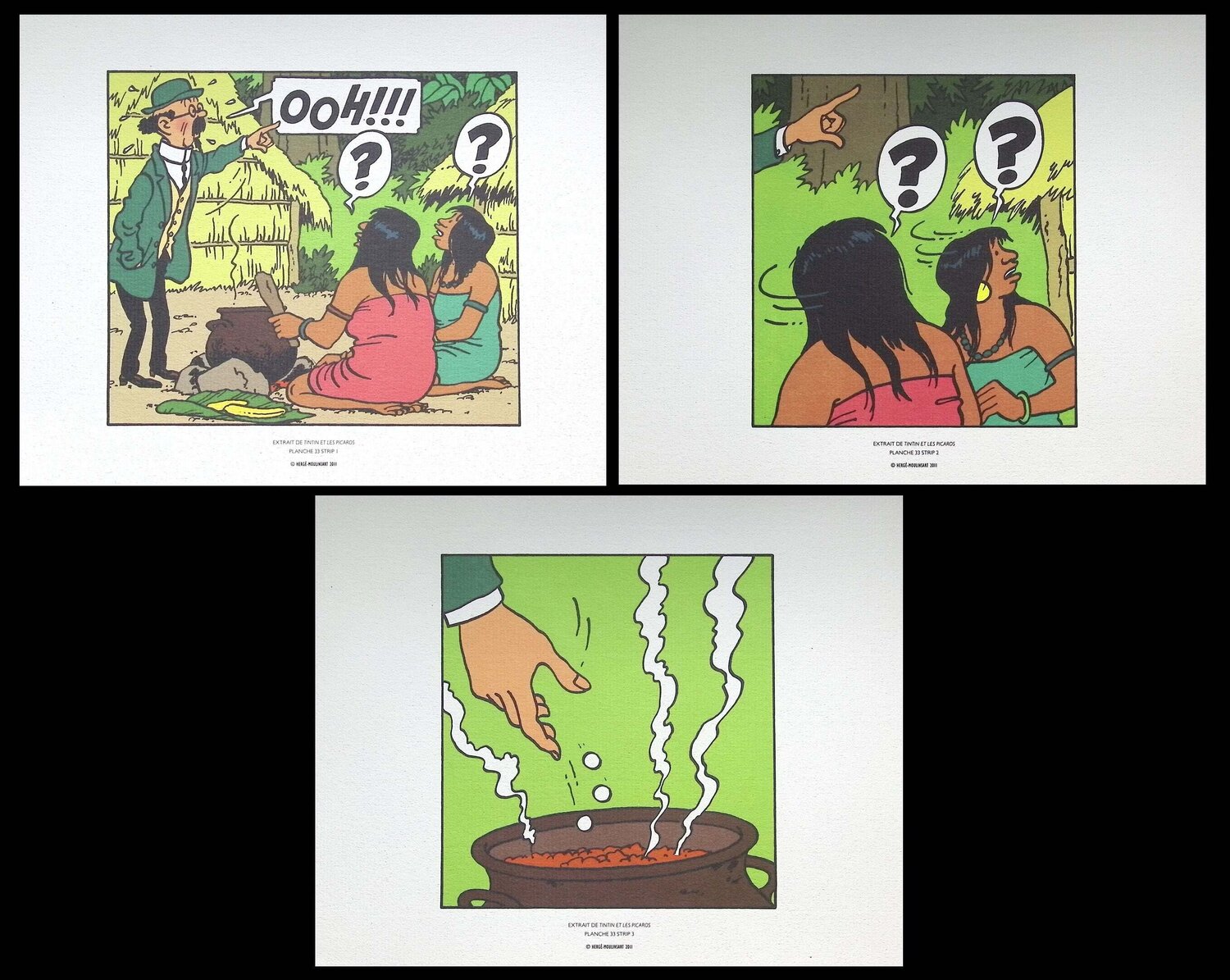 Tintin et les Picaros, 3 lithographie ex-libris Hergé Édition à vendre