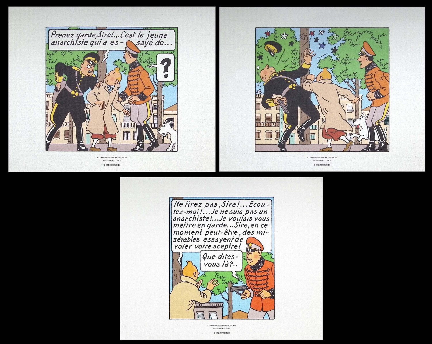 Le sceptre d'Ottokar, 3 lithographie ex-libris Hergé Édition à vendre