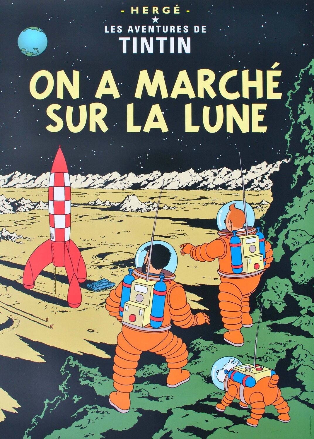 On a marché sur la lune, Affiche originale Hergé Afdruk te koop