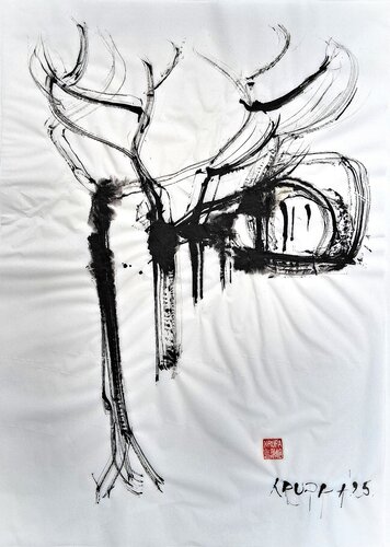 Tree row in January van Alfred Freddy Krupa, Tekening te koop op Singulart