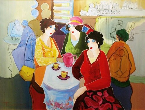 TEA TIME von Itzchak Tarkay, Malerei kaufen auf Singulart