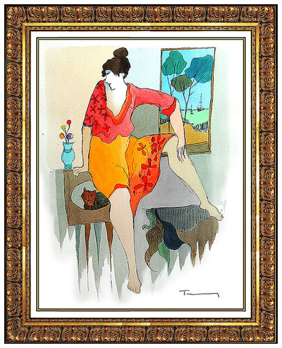 Cat in the Mirror von Itzchak Tarkay, Werk auf Papier kaufen auf Singulart