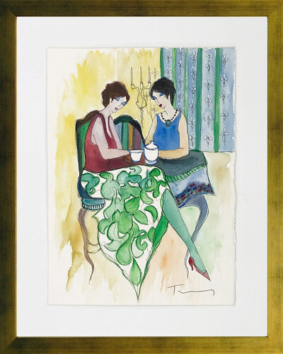 Tea Party (Watercolor) by Itzchak Tarkay, Work on Paper for Sale on Singulart