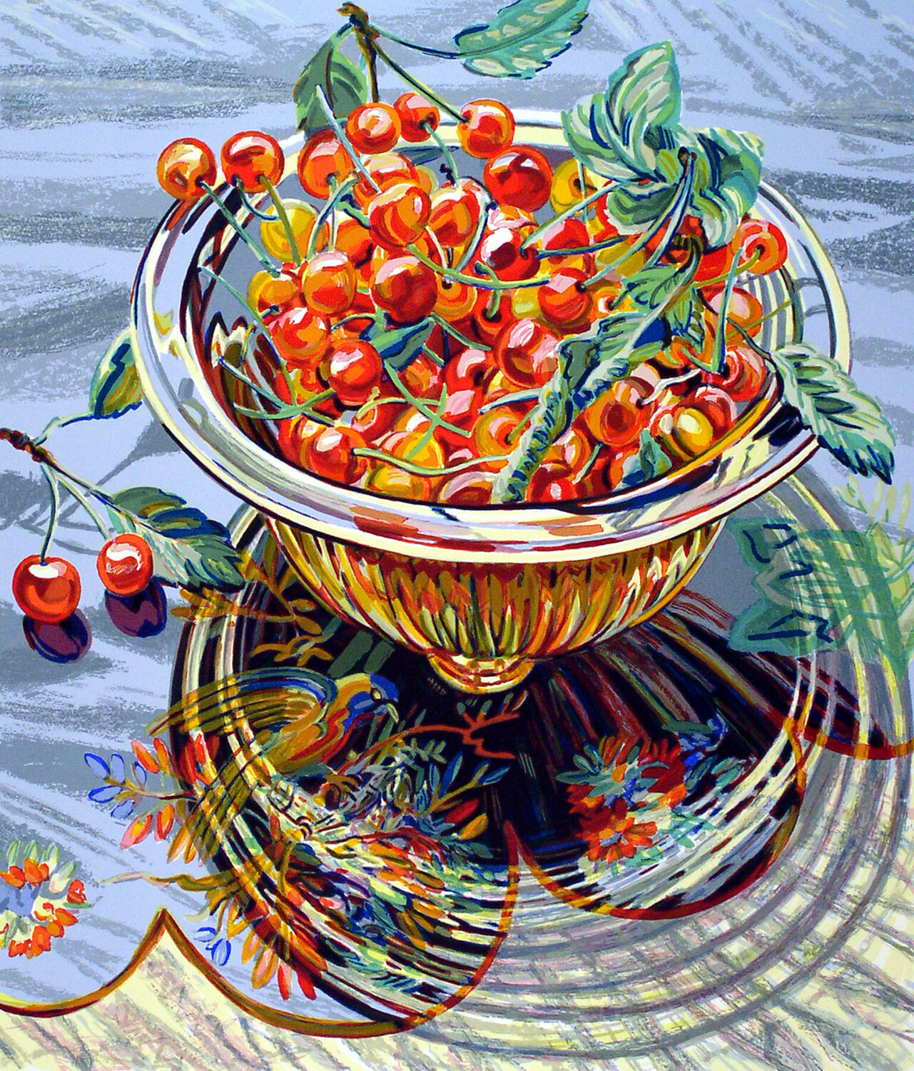 Cerises Janet Fish Stampa in vendita