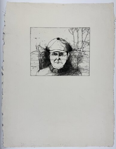 Self portrait in a Flat Cap (winter) 1st state van Jim Dine, Afdruk te koop op Singulart