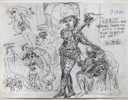 Christ Driving Out the Money Changing Artist From the Temple of Art, 7/13/2016 van Joel-Peter Witkin, Werk op papier te koop op Singulart