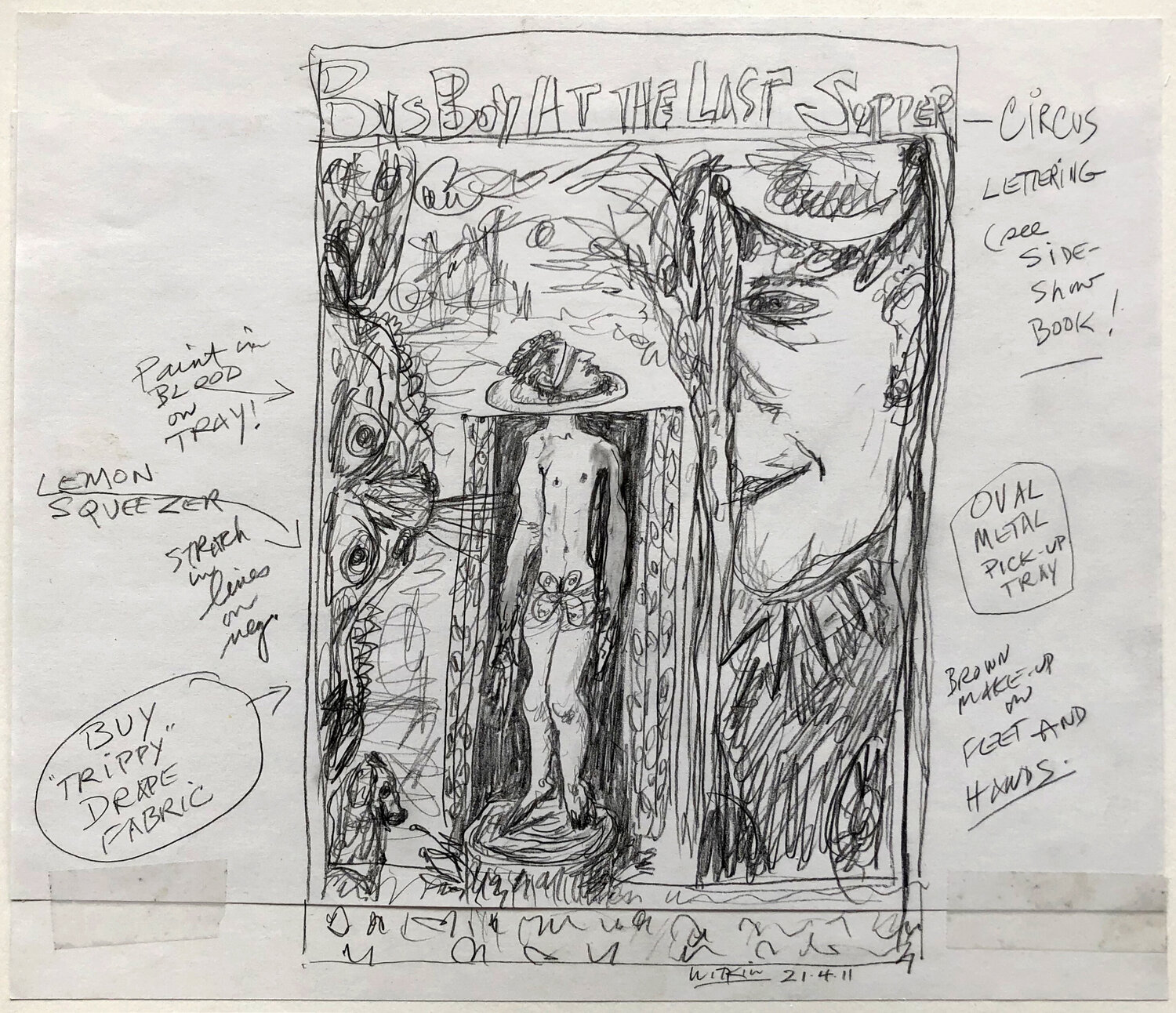 Bus Boy at the Last Supper Joel-Peter Witkin Opera su carta in vendita