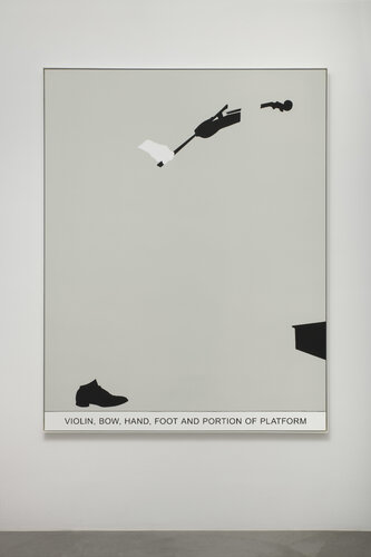 Sediment: Violin, Bow, Hand, Foot and Portion of Platform van John Baldessari, Schilderij te koop op Singulart