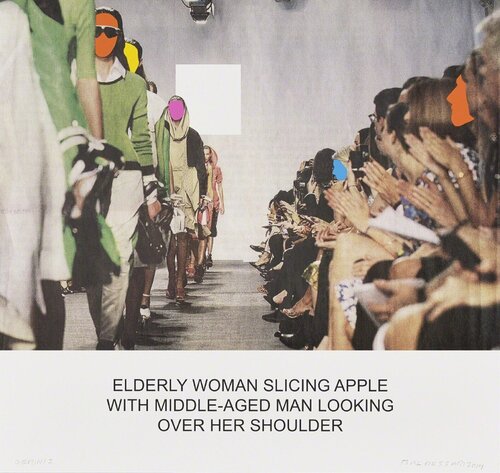 The News: Elderly Woman Slicing Apple... van John Baldessari, Afdruk te koop op Singulart