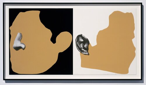 Noses & Ears, Etc.: Two Profiles, One With Nose (B&W); One With Ear (B&W) van John Baldessari, Afdruk te koop op Singulart
