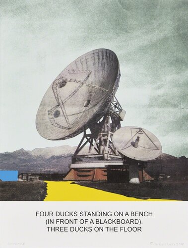 The News: Four Ducks Standing on a Bench... van John Baldessari, Afdruk te koop op Singulart
