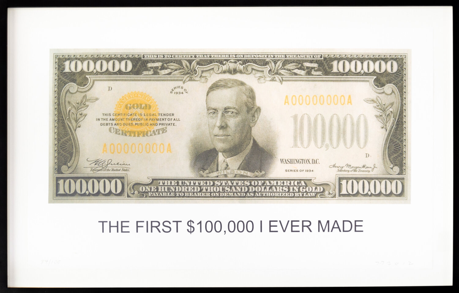 The First $100,00 I Ever Made John Baldessari Stampa in vendita