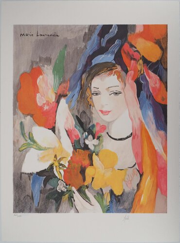 Jeune-fille au bouquet di Marie Laurencin, Stampa in vendita su Singulart