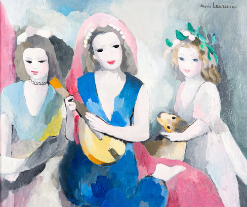LE TRIO EN CONCERT OU JEUNES FILLES AU LUTH van Marie Laurencin, Schilderij te koop op Singulart