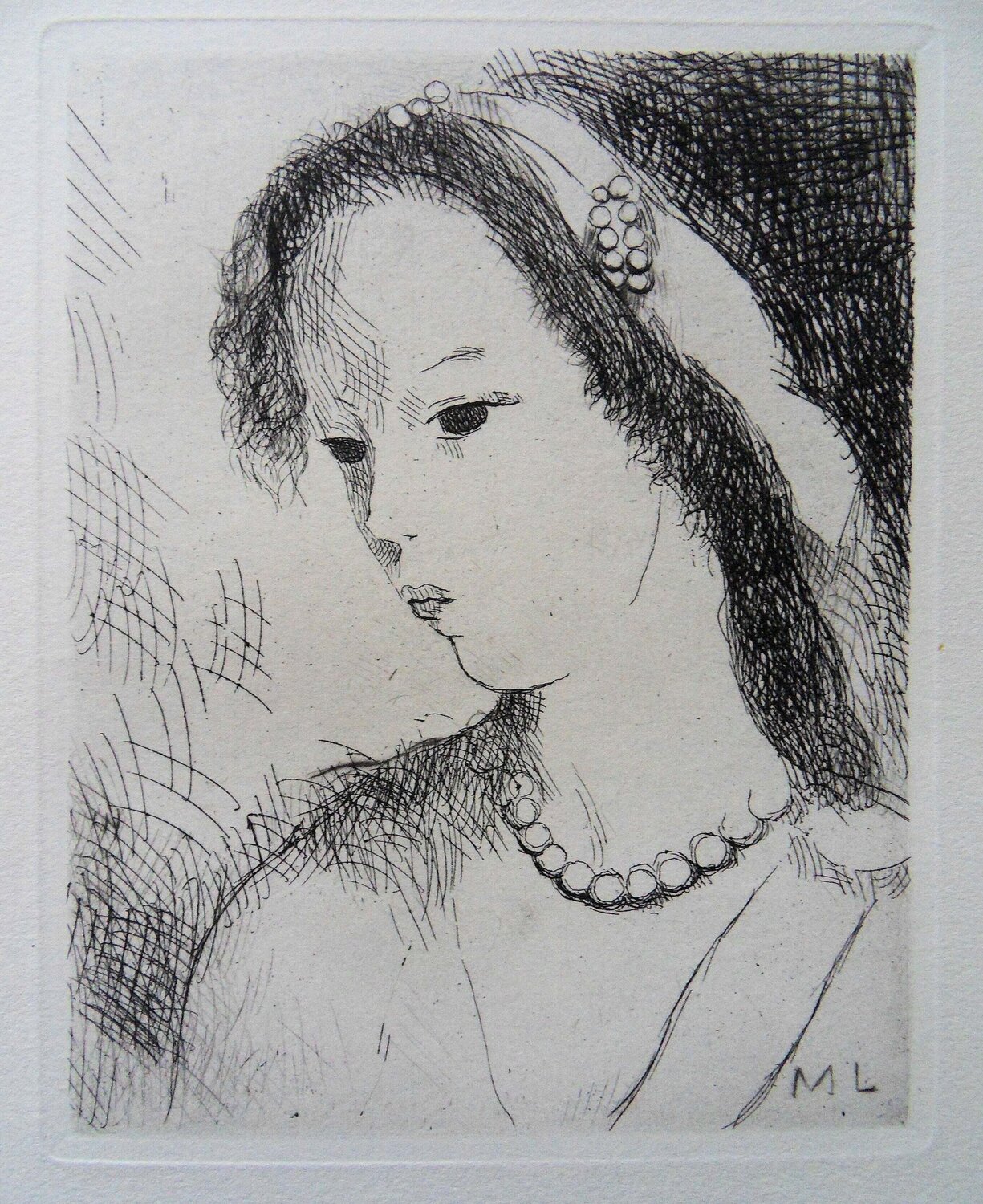 Jeune fille au collier de perles Marie Laurencin Stampa in vendita