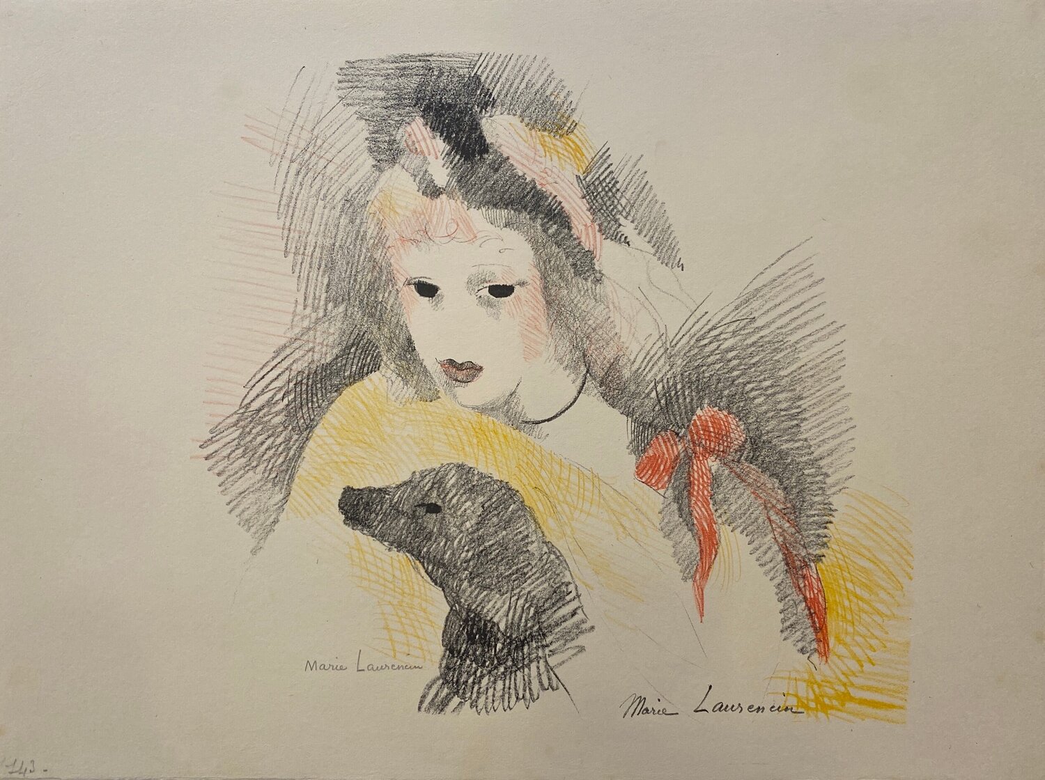 Femme avec chien Marie Laurencin Druck zu verkaufen