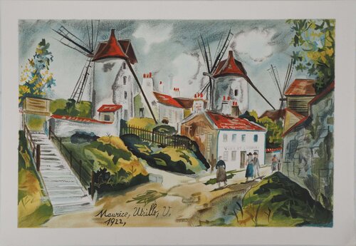 Les trois moulins à Montmartre by Maurice Utrillo, Print for Sale on Singulart