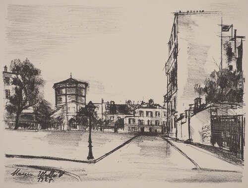 Rue de l'Abreuvoir, Lithographie originale signée von Maurice Utrillo, Druck kaufen auf Singulart