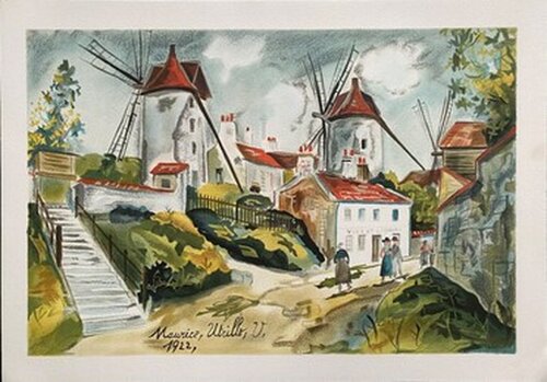 Les trois moulins à Montmartre von Maurice Utrillo, Werk auf Papier kaufen auf Singulart