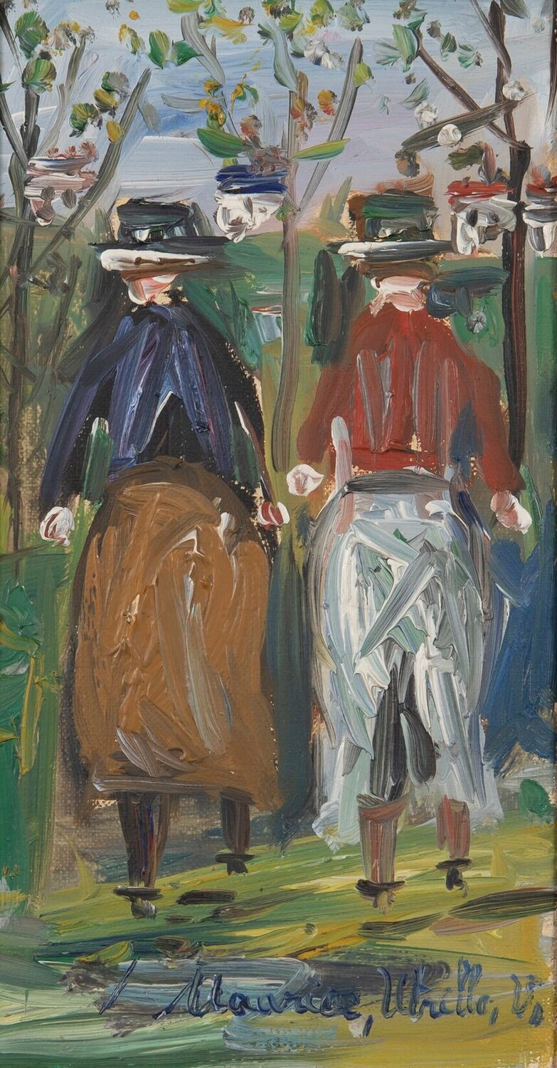 Deux Passantes Maurice Utrillo Dipinto originale in vendita
