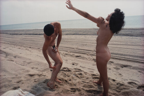 Susan and Max sunbathing on the beach, Provincetown, Mass. by Nan Goldin, 사진 for Sale on Singulart
