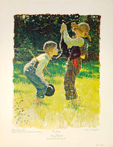 TOM SAWYER LEMME SEE HIM, HUCK. MY, HE'S PRETTY STIFF van Norman Rockwell, Afdruk te koop op Singulart