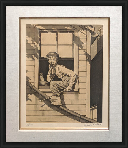 OUT THE WINDOW (SEPIA) van Norman Rockwell, Afdruk te koop op Singulart