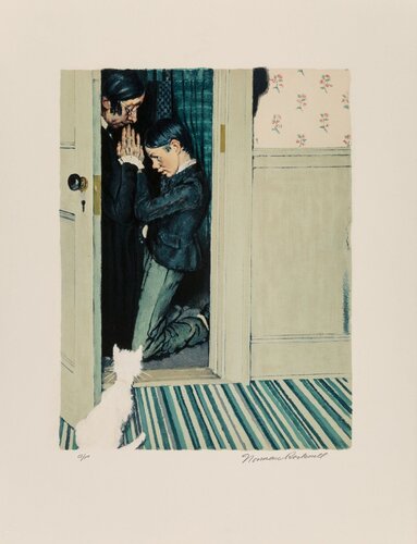 Then Miss Watson took me in the closet and prayed (from Huckleberry Finn) by Norman Rockwell, 인쇄 for Sale on Singulart