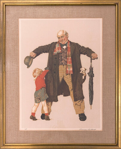 The Gift (framed, hand signed lithograph) by Norman Rockwell, Print for Sale on Singulart