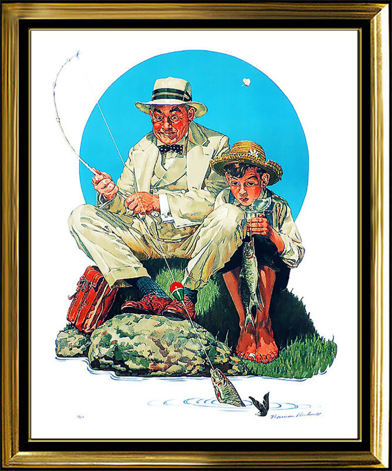 Catching the Big One Norman Rockwell Afdruk te koop
