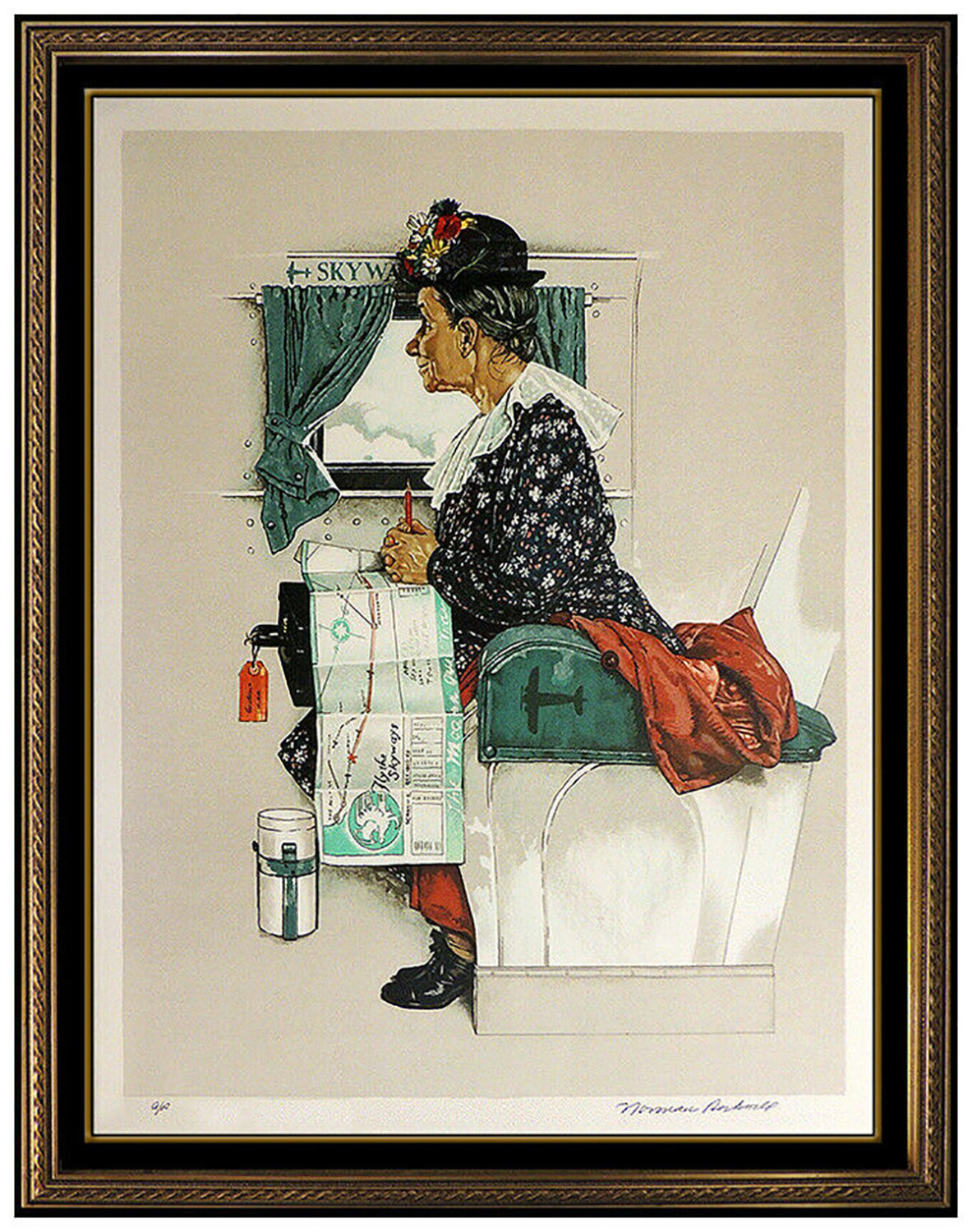 First Airplane Ride Norman Rockwell Afdruk te koop