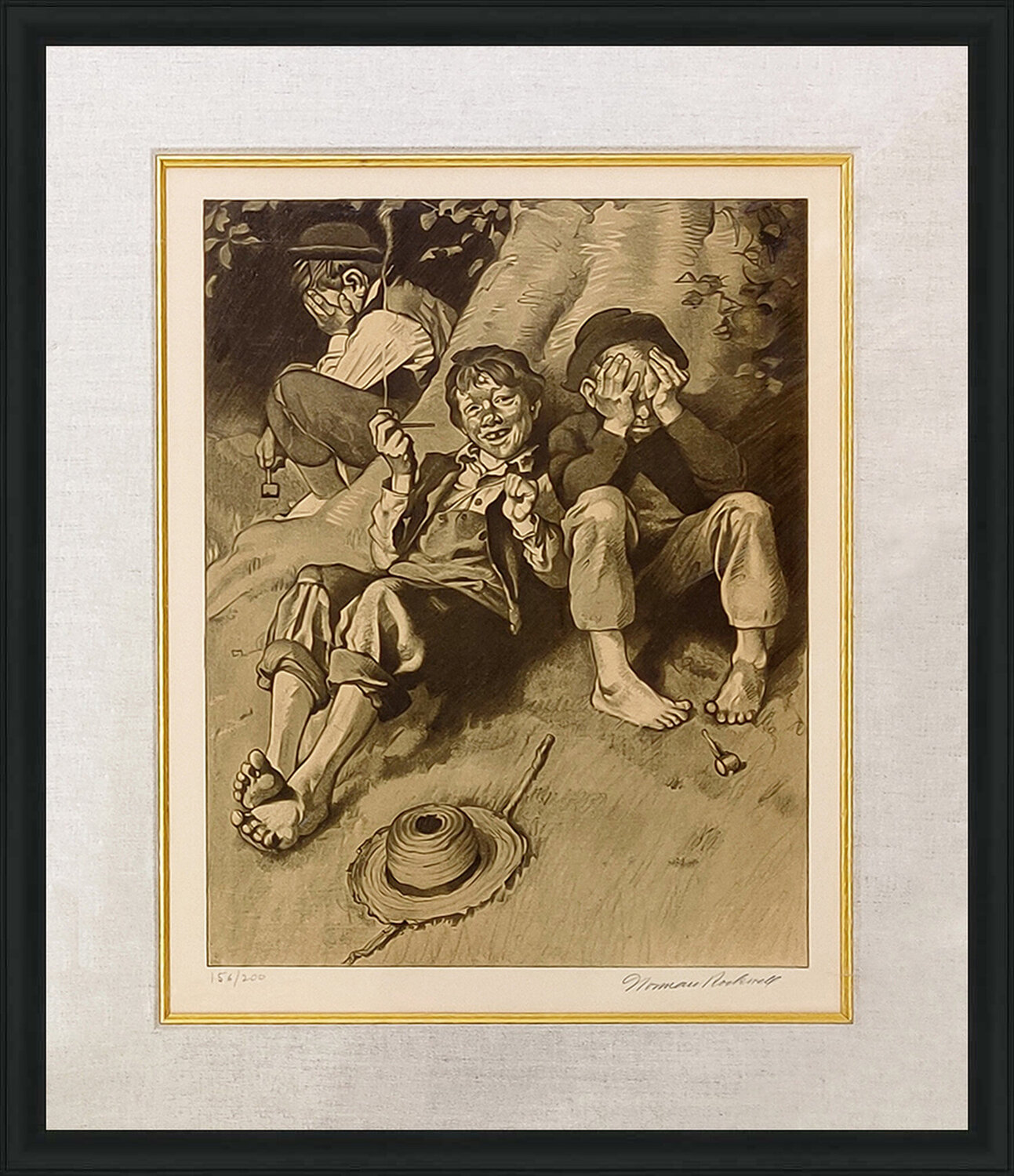 SMOKING (SEPIA) Norman Rockwell Afdruk te koop