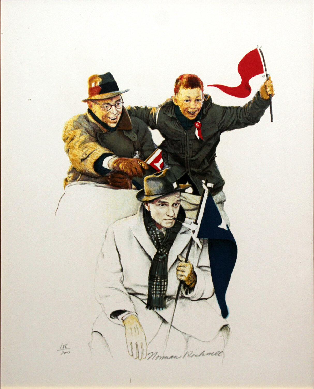 Cheering Norman Rockwell Stampa in vendita